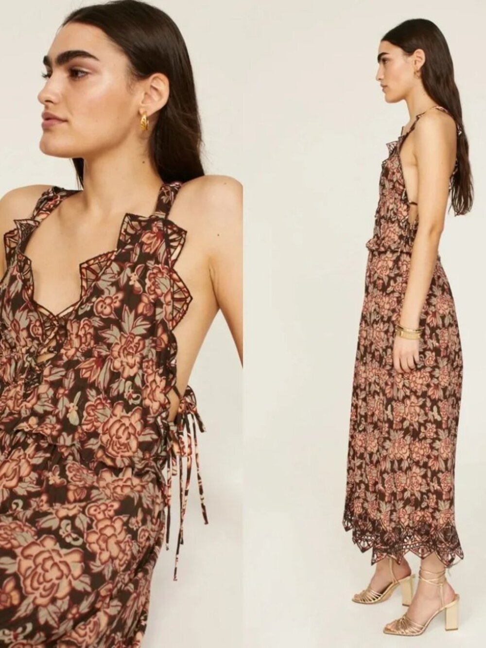 Sea New York / Emelia Midi Dress Cotton Summer dress Sleeveless maxi sun LG - Picture 5 of 7